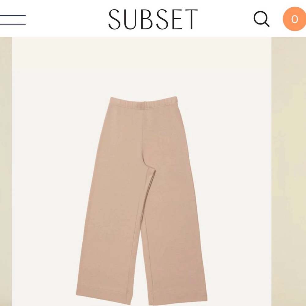 Subset Wide Leg Lounge Pants Taupe Organic Cotton Cropped Drawstring, XL